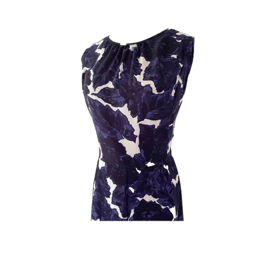 TALBOTS Fit & Flare Sleeveless Flounce Bottom Dress in Blue / White Print Size 2 - Picture 4 of 10